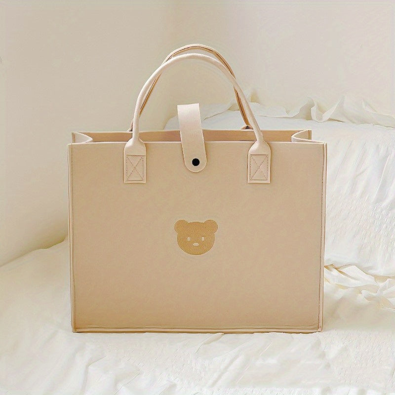 Bear Felt Bag Large Capacity Tote Bag for Mom's Commute & Shopping