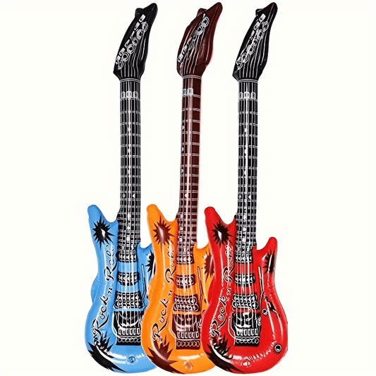 3pcs Inflatable Guitar Balloons in Assorted Colors for Parties