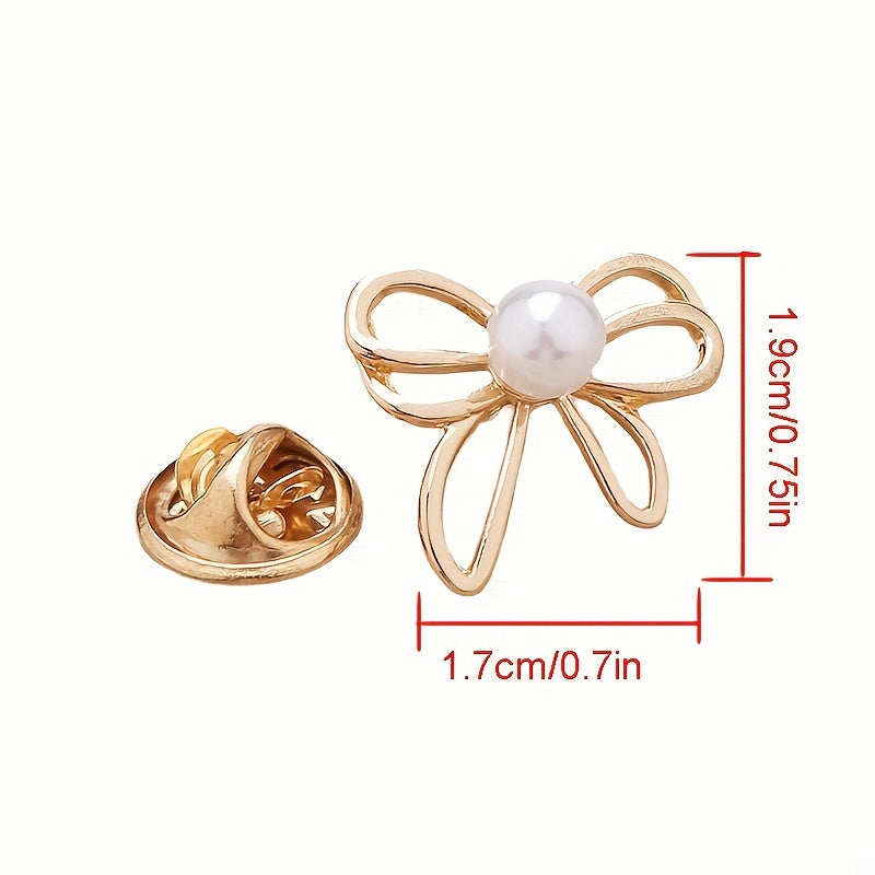 Faux Pearl Decor Scarf Clip Buckle Silvery Golden Brooch