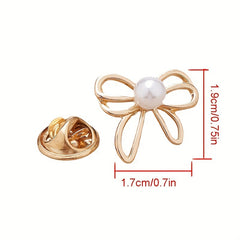Faux Pearl Decor Scarf Clip Buckle Silvery Golden Brooch