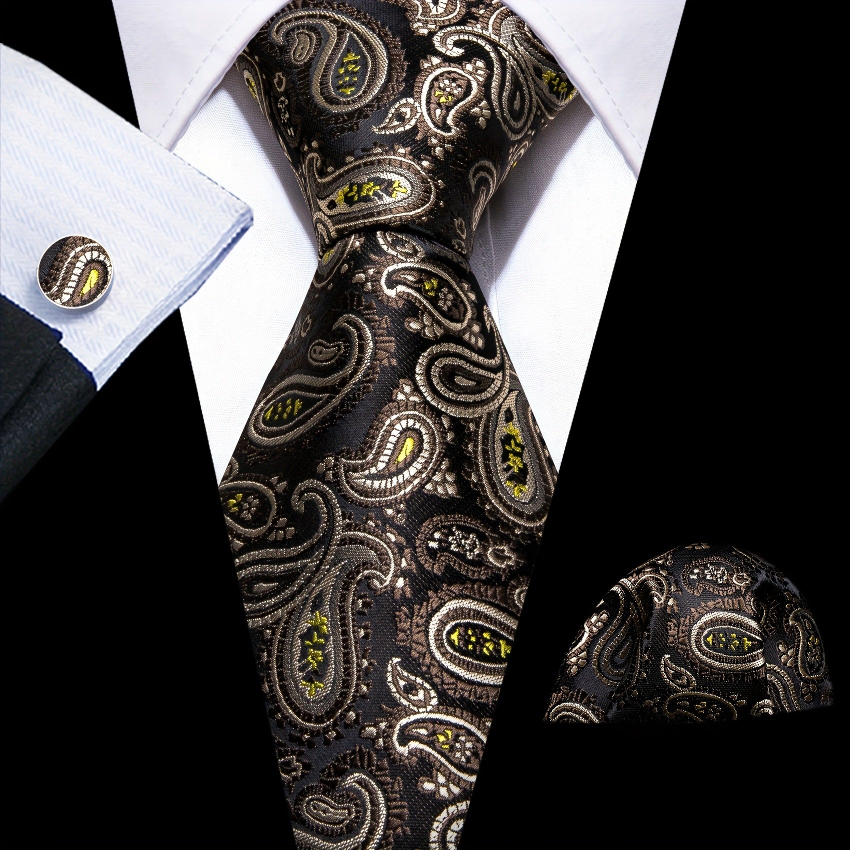 Barry Wang Paisley Jacquard Tie Set