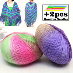 2pcs 50g Cashmere Yarn Hand Woven Rainbow Yarn For Knitting Crochet