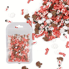 Christmas Polymer Clay Slices For Resin Mold Filler Xmas Snowflakes Santa Slime