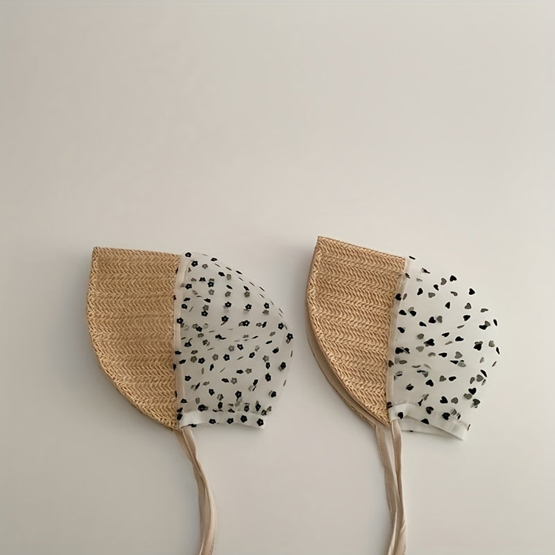 Baby Lace Sunshade Straw Hat for Spring Summer Travel Seaside