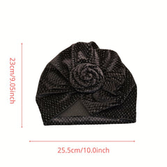 Pleated Bow Turban Cap Printed Head Wrap Elastic Hijab Bonnet