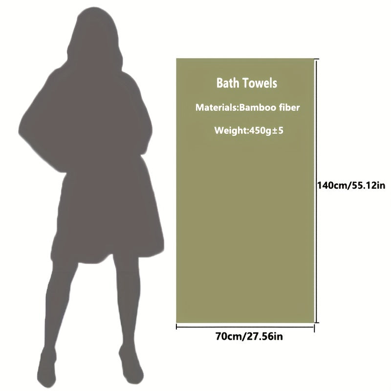 Bamboo Fiber Bath Towel 55x27in with Leaf Pattern