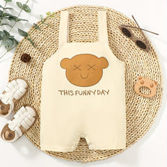Bear Letter Print Unisex Overalls Casual Suspender Pants