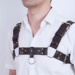 Men's PU Leather X-Shaped Shoulder Armor Chest Harness