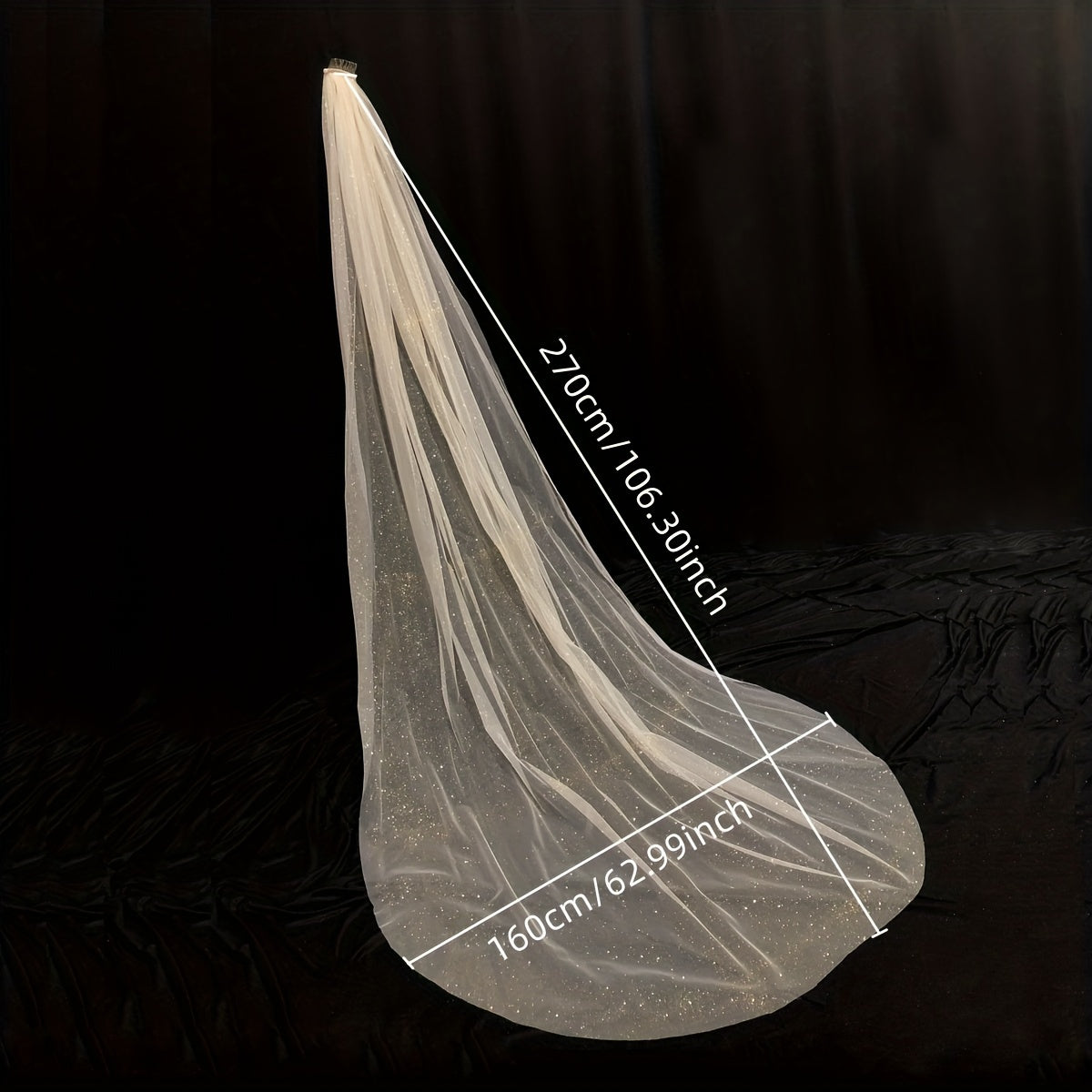Mesh Long Cathedral Style Bridal Veil with Comb