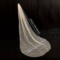 Mesh Long Cathedral Style Bridal Veil with Comb