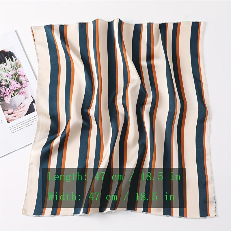Vintage Geometric Print Bandana Small Satin Square Scarf Head Wrap