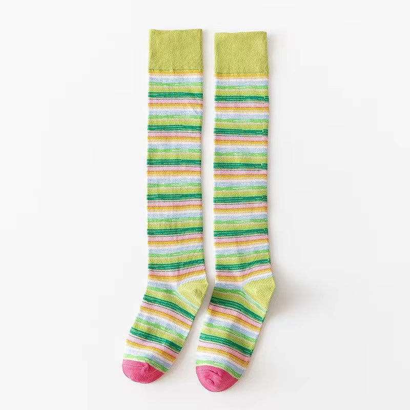 Striped Calf Socks College Style Knee High Socks Women's Stockings