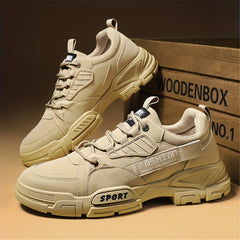 Men's Lace Up Work Sneakers Padded Collar Comfortable Shoes
