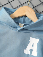 Boy's 2pcs Hoodie & Sweatpants Set Letter A Print Top Casual Outfits