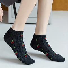 5 Pairs Fruit & Floral Print Low Cut Ankle Socks Women's Stockings