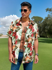 Men's Floral Pattern Short Sleeve Hawaii Shirt