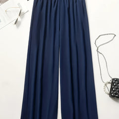 Wide Leg Casual Pants Elastic Waist Loose Fit