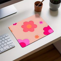Pink Floral Small Desktop Mouse Pad Office Home Computer Accessories