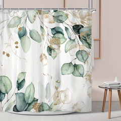 Polyester Eucalyptus Leaf Green Plant Shower Curtain - 70.87 inches