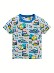 Boys Bulldozer Concrete Mixer Cartoon Pajamas Set