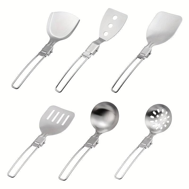 Stainless Steel Portable Folding Cookware Spatula Spoon for Outdoor Camping