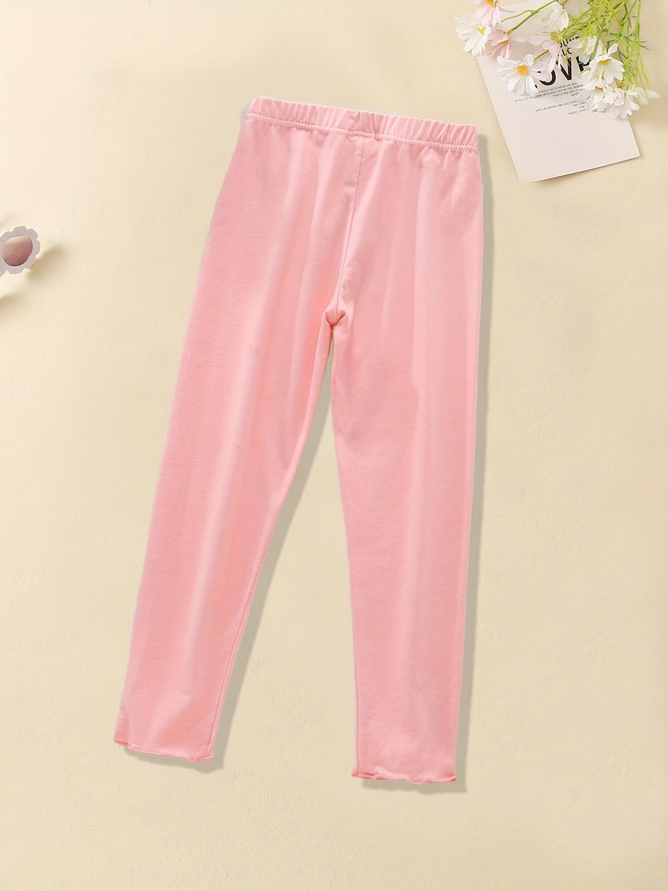 Kid Girls 4 Piece Bow Knot Front High Elastic Waist Leggings Pants