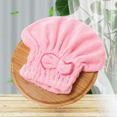 Soft Fiber Shower Cap Candy Bow Decor Shampoo Cap for Hair Drying