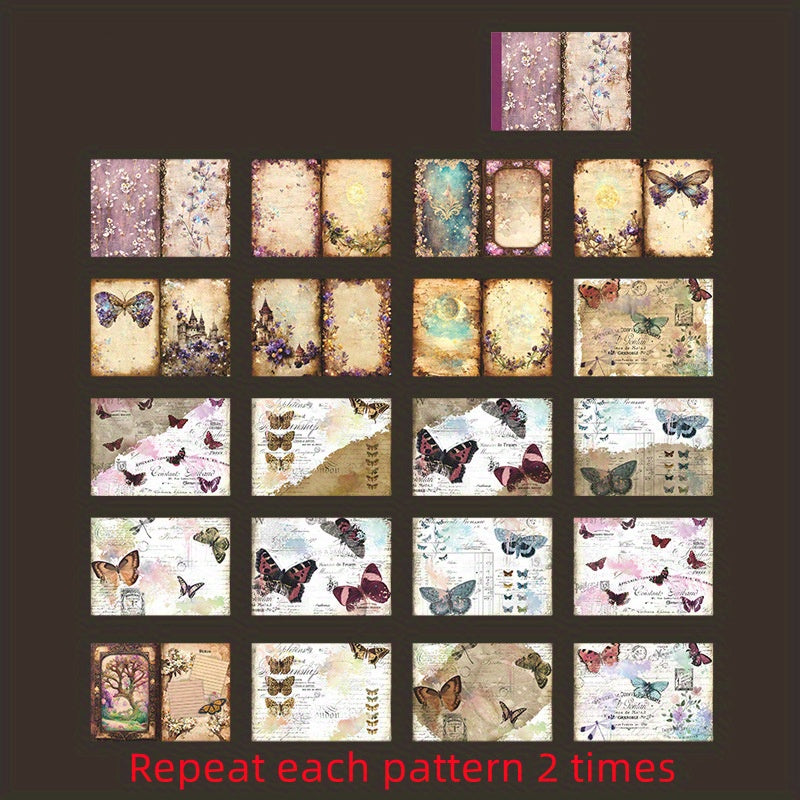 40 Sheets Large Retro Dark Style Material for DIY Albums