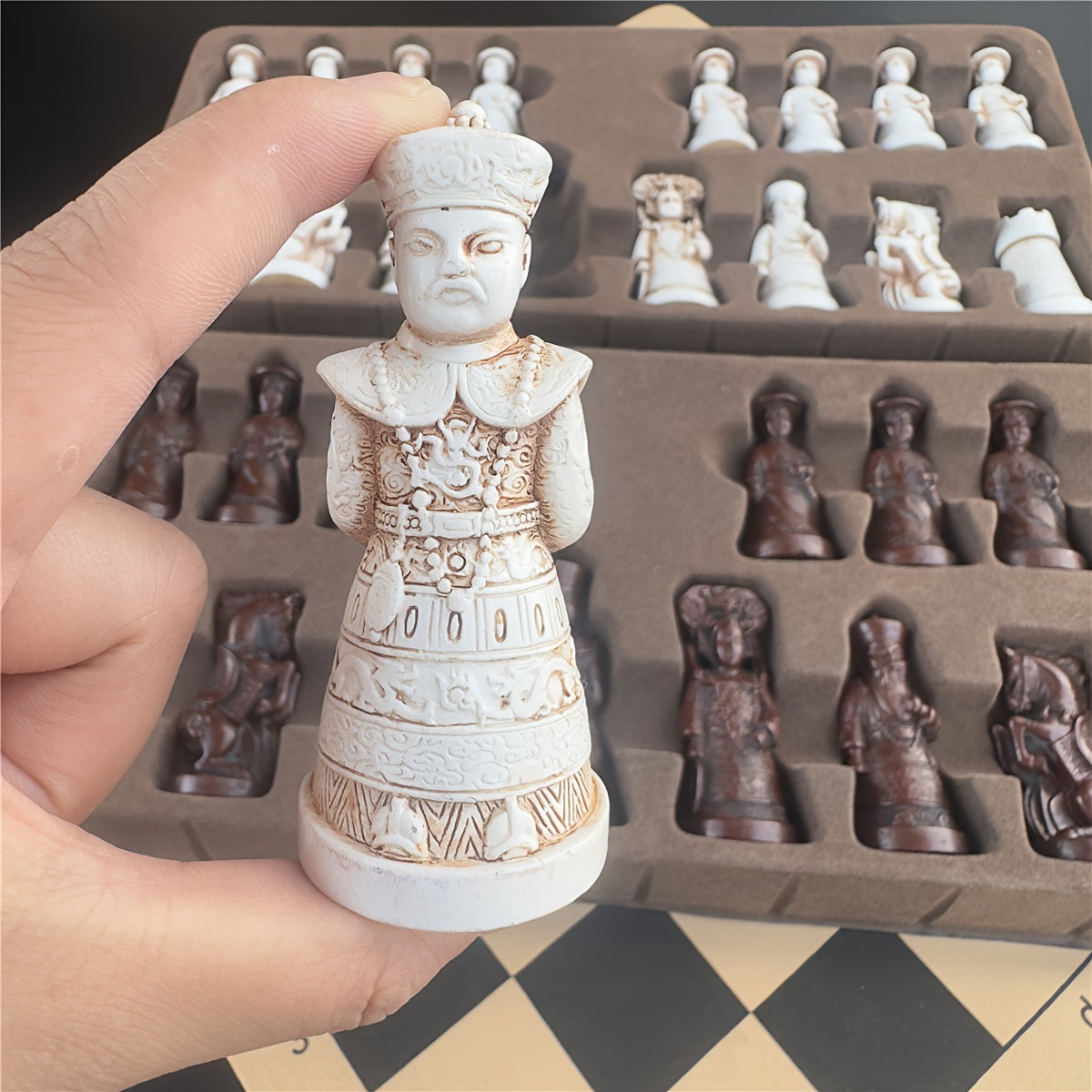 Antique Large Chess Set with Character Modeling Resin Pieces