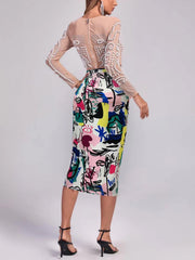 Graffiti Print High Waist Bodycon Skirt for Women
