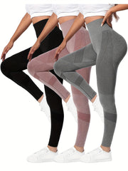 3pc High Waist Butt Lifting Yoga Leggings - Women's Activewear