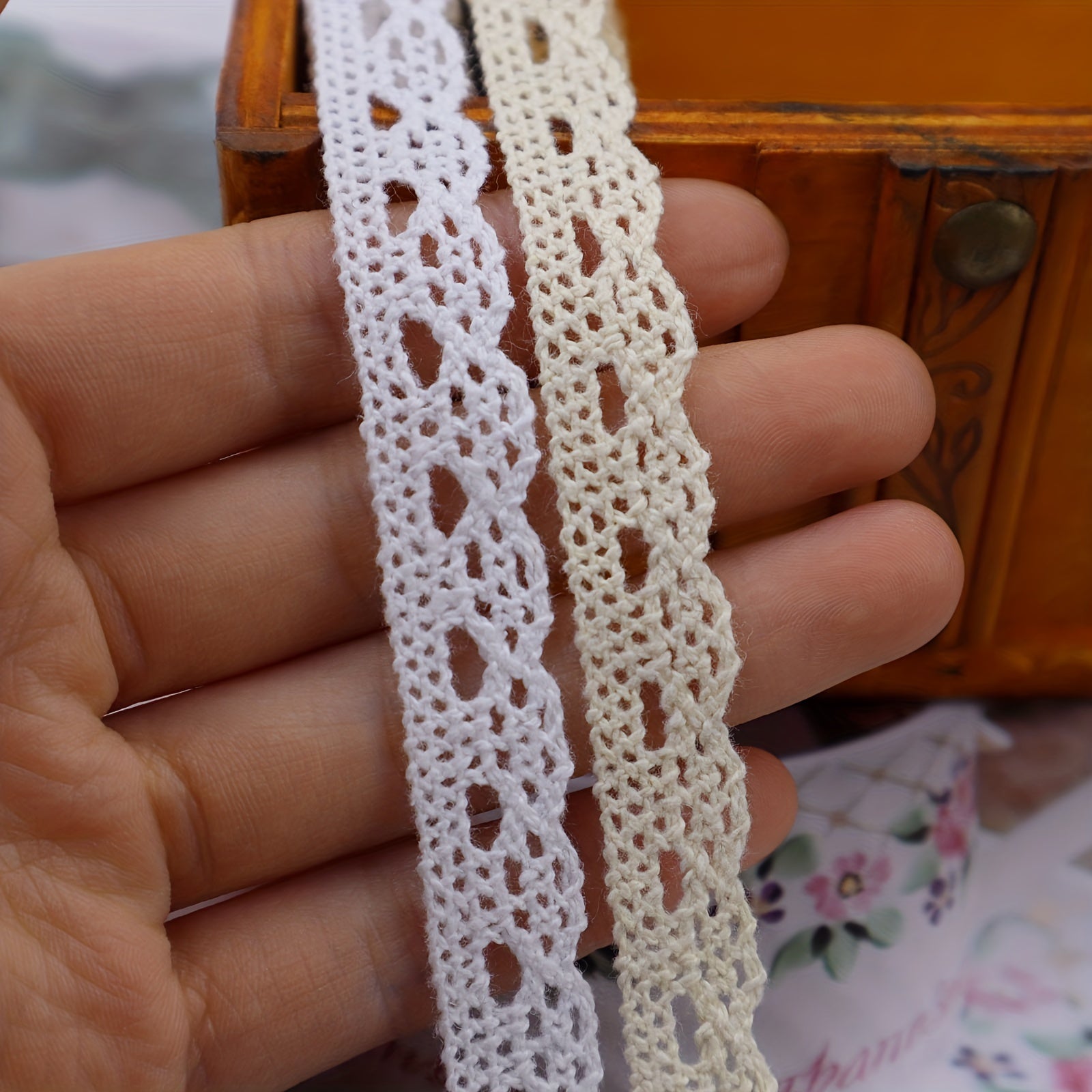 5 Yards Cotton Lace Trim Ribbon for Bridal Wedding Decoration DIY Craft