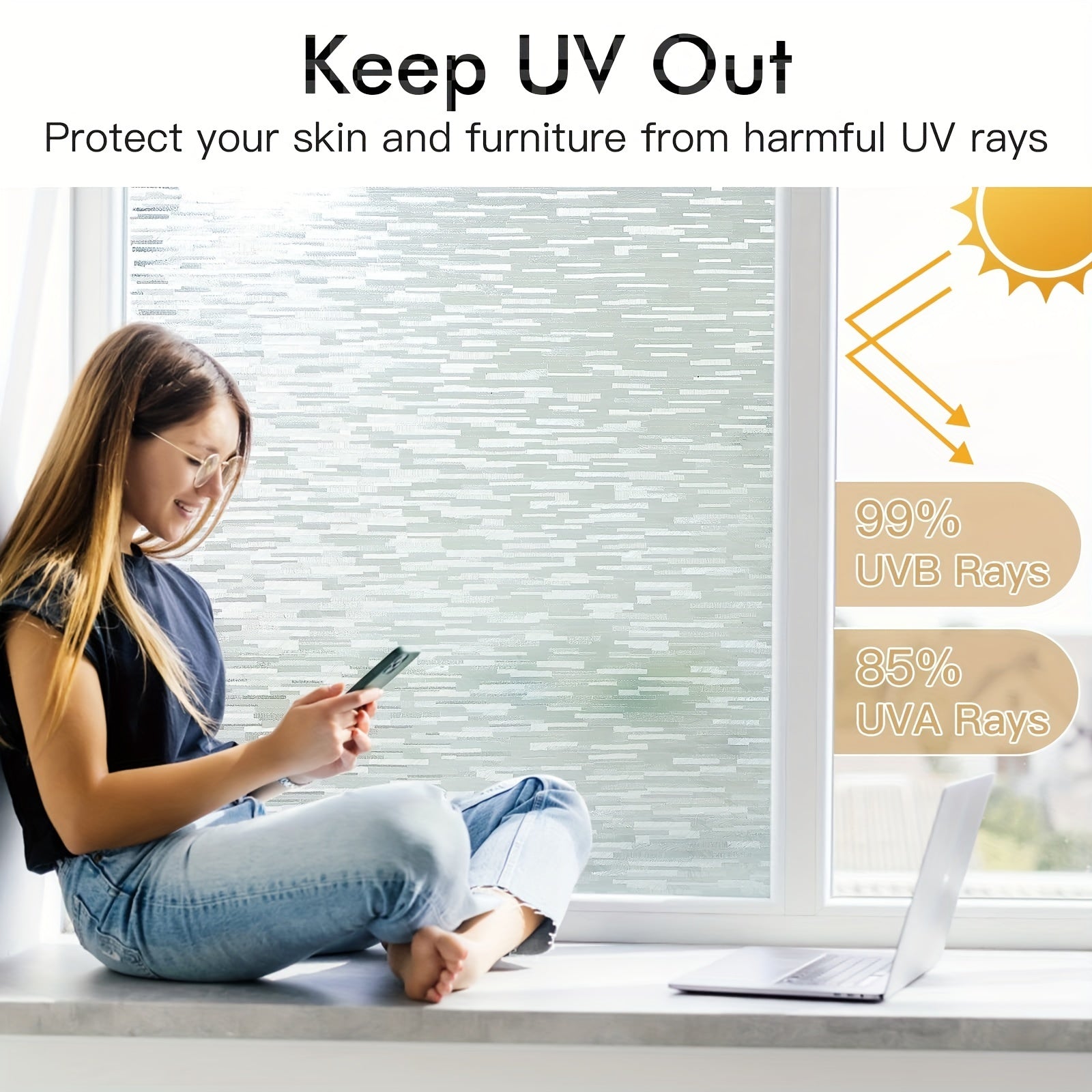 Frosted Glass Window Film Privacy Static Cling UV Blocking