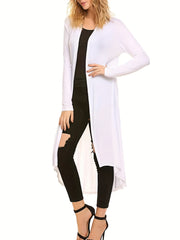 Open Front Drape Knit Cardigan Long Sleeve Sweater Women's Clothing