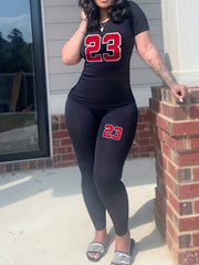 Women's Plus Number Print Tee & Pants Set