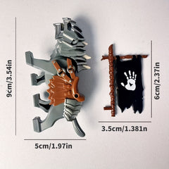 Medieval Armor Dark Gray Wolf With Flag ABS Material