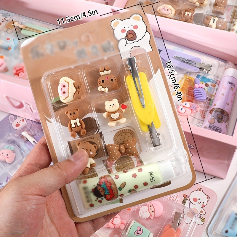 Children's DIY Hair Clip Set with Glue - 4 Piece Set