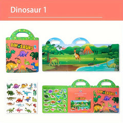 Reusable Sticker Books Dinosaurs Animals Vehicles Educational Toys