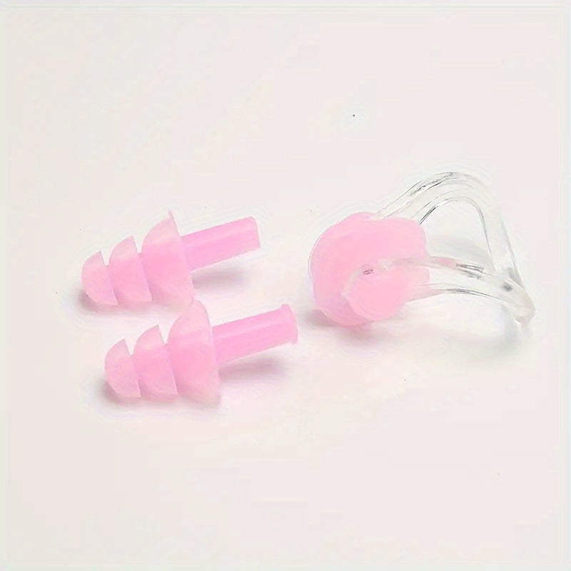 Waterproof Swimming Earplugs and Nose Clip Set for Kids and Adults