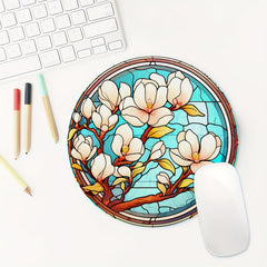 Stained Glass Floral Round Mouse Pad 7.87 Inch