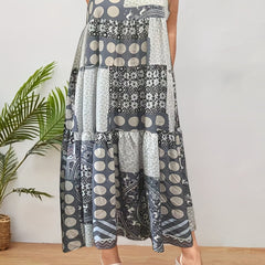 Colorblock Dot & Floral Print Cami Dress