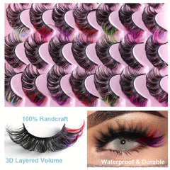 14 Pairs Layer Thick D Curling False Eyelashes Colorful and Natural Looking