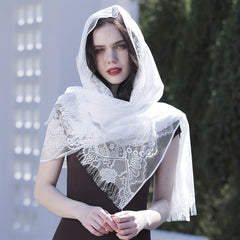 Hollow Tassel Shawl Lace Veil for Women