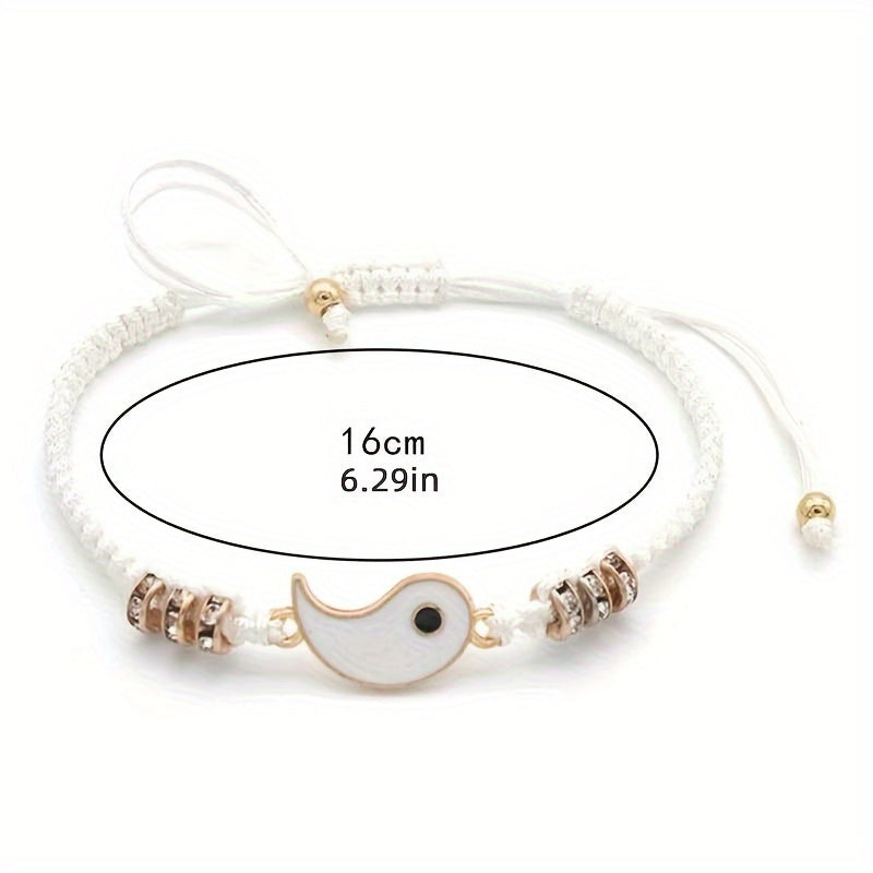 Yin Yang Beads Adjustable Bracelet Friendship Relationship Gift