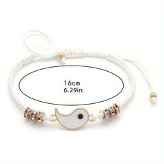 Yin Yang Beads Adjustable Bracelet Friendship Relationship Gift