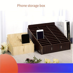 12 Grid Wooden Cell Phone Organizer Box, Classroom Desktop Storage