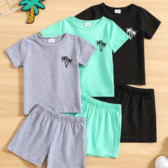 3-Piece Baby Boy's Coconut Tree Graphic T-shirt Shorts Set