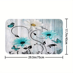 Flower & Butterfly Pattern Shower Curtain Set