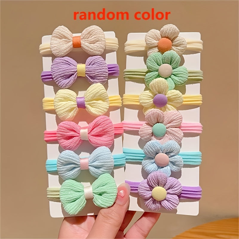 12pcs Bow Flowers Hair Tie Hair Bands for Girls