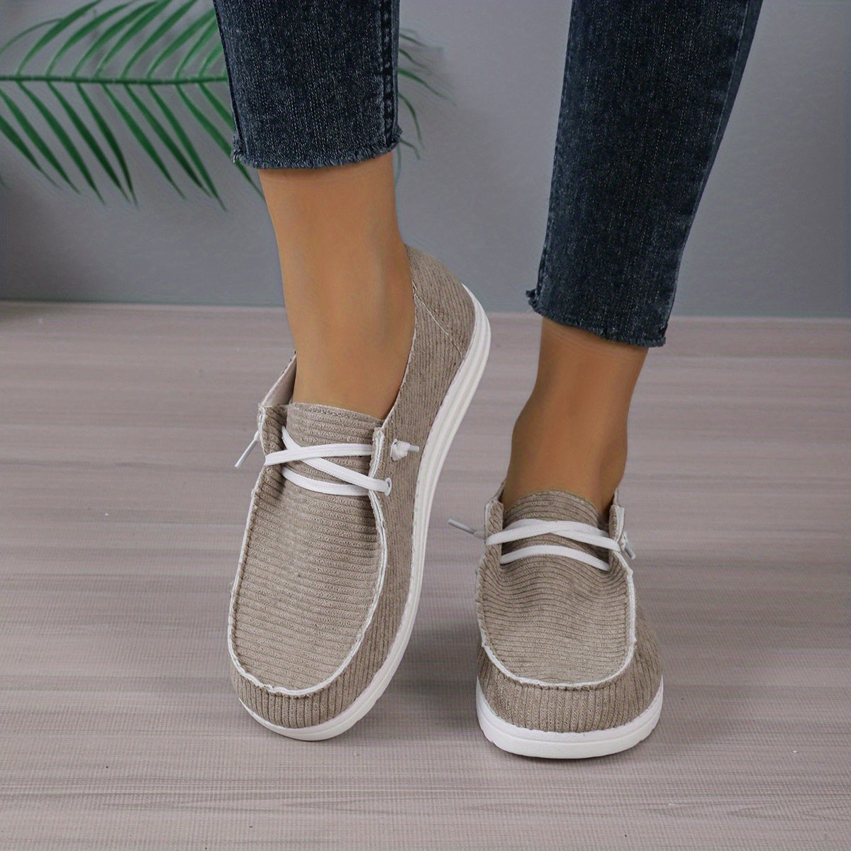 Women's Corduroy Loafers Slip On Flat Solid Shoes